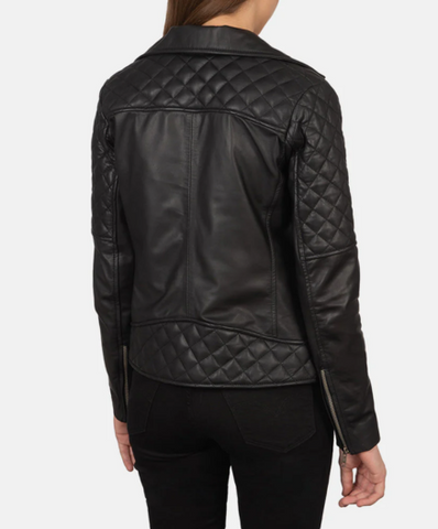 Carolyn Quilted Black Biker Jacket