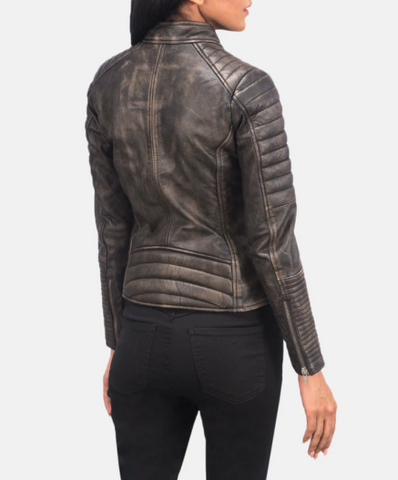 Adalyn Quilted Mocha Suede Biker Jacket