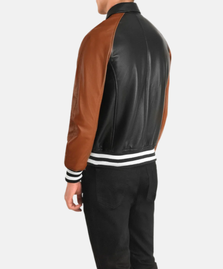 Walton Black & Brown Leather Varsity Jacket
