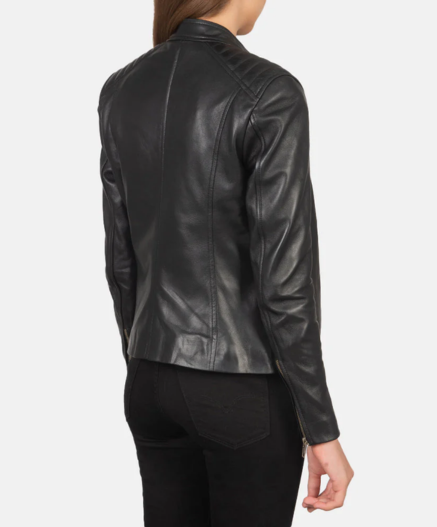 Kelsee Black Leather Biker Jacket