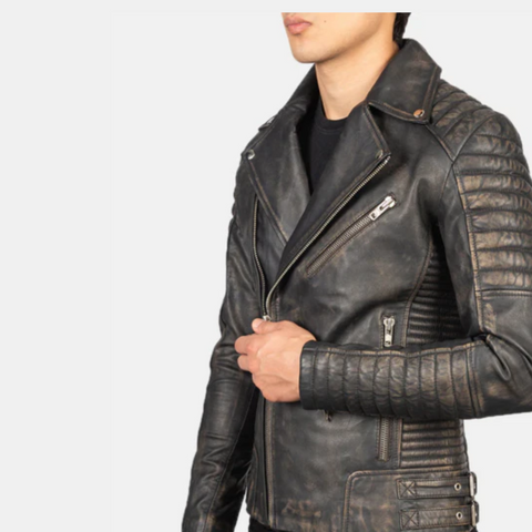 Armand Distressed Brown Leather Biker Jacket