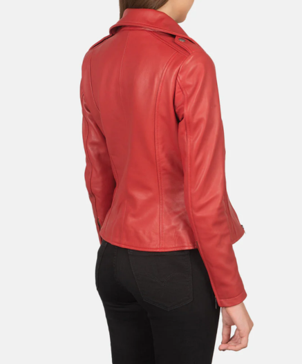Flashback Red Leather Biker Jacket