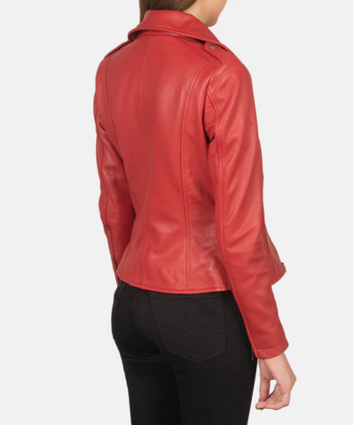 Flashback Red Leather Biker Jacket