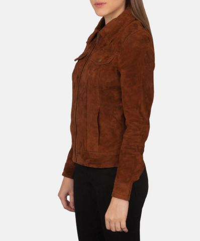 Suzy Brown Suede Trucker Jacket