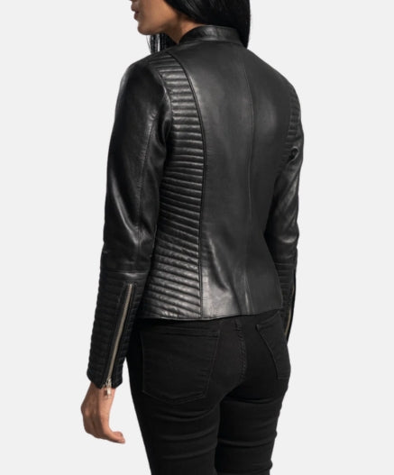 Haley Ray Black Leather Biker Jacket