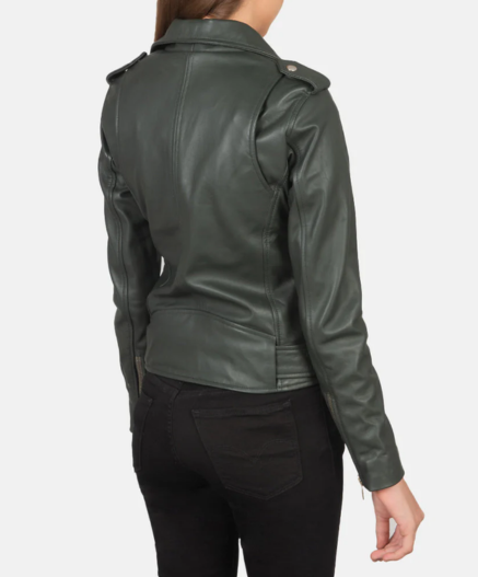 Alison Green Leather Biker Jacket