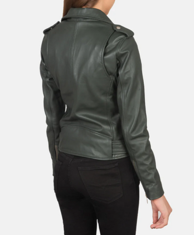 Alison Green Leather Biker Jacket