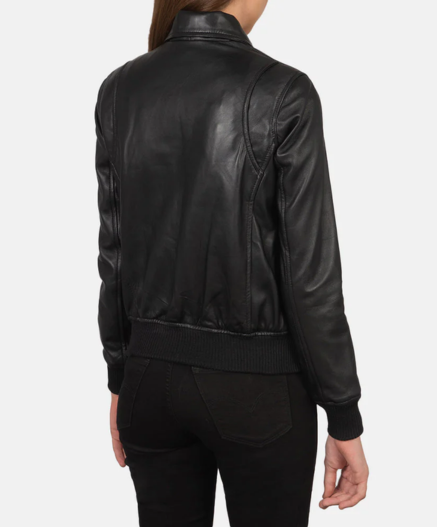 Westa A-2 Black Leather Bomber Jacket
