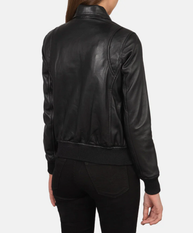 Westa A-2 Black Leather Bomber Jacket