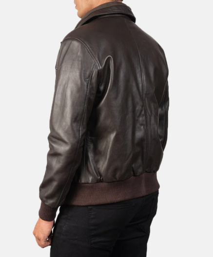 Air Rolf Brown Leather Bomber Jacket