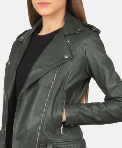 Alison Green Leather Biker Jacket