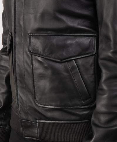 Coffmen Black A2 Leather Bomber Jacket