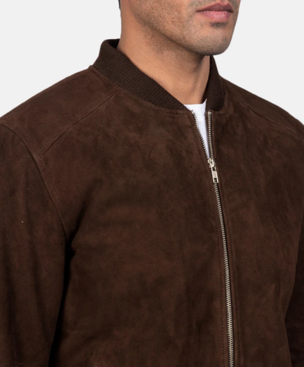 Blain Mocha Suede Bomber Jacket
