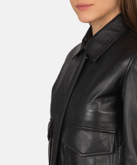 Westa A-2 Black Leather Bomber Jacket