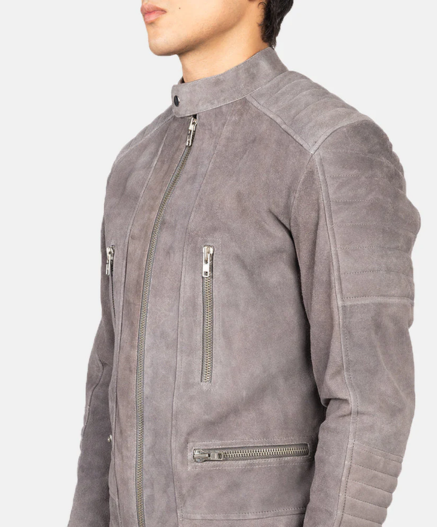 Damian Grey Suede Biker Jacket