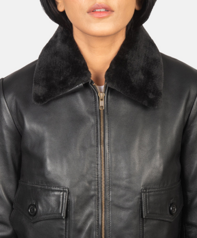 Stella G-1 Black Leather Bomber Jacket
