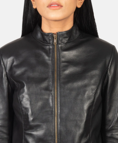 Rumella Black Leather Biker Jacket