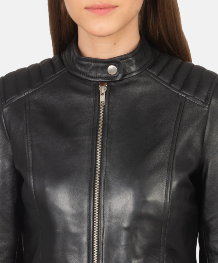 Kelsee Black Leather Biker Jacket