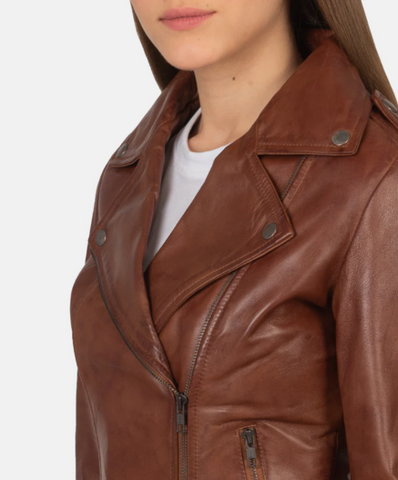 Flashback Brown Leather Biker Jacket