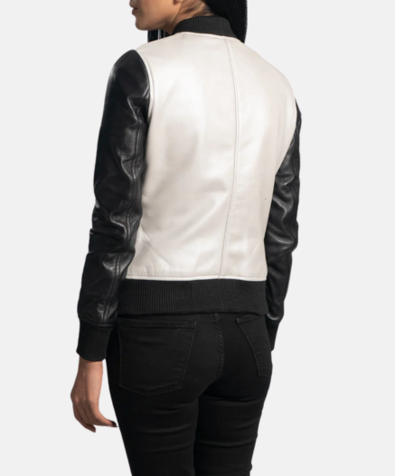 Cole Silver Leather Bomber Jacket