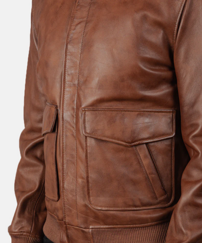 Coffmen Brown A2 Leather Bomber Jacket