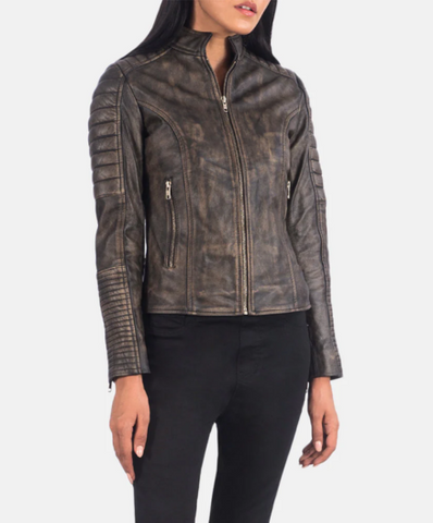 Adalyn Quilted Mocha Suede Biker Jacket
