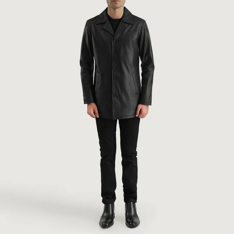 Urban Slate Black Leather Coat