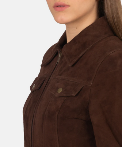 Suzy Mocha Suede Trucker Jacket