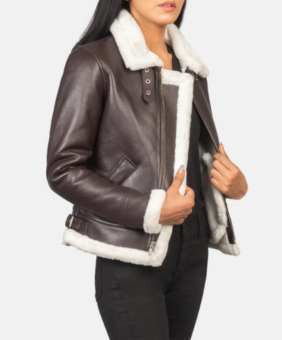 Sherilyn B-3 Maroon Leather Bomber Jacket