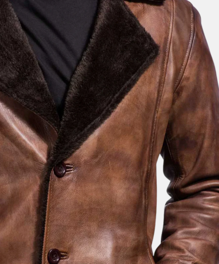 Cinnamon Distressed Leather Fur Coat