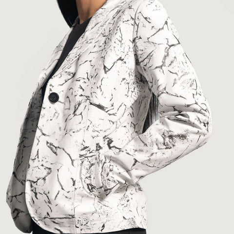 Donna Blake White Leather Blazer
