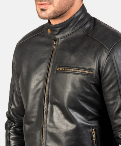 Dean Black Leather Biker Jacket