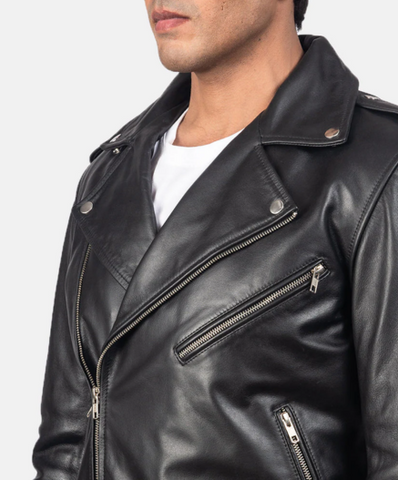 Allaric Alley Black Leather Biker Jacket