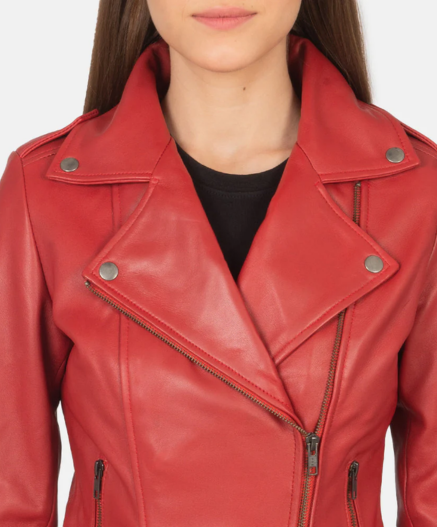 Flashback Red Leather Biker Jacket