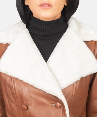 Amie Brown Double Breasted Shearling Coat