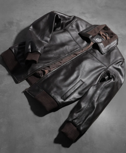 Air Rolf Brown Leather Bomber Jacket