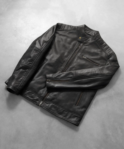 Dean Black Leather Biker Jacket