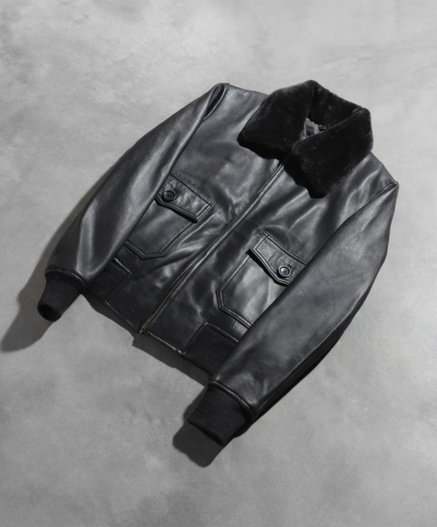Stella G-1 Black Leather Bomber Jacket