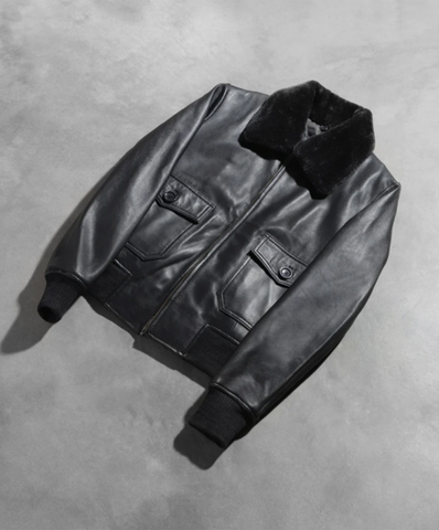 Stella G-1 Black Leather Bomber Jacket