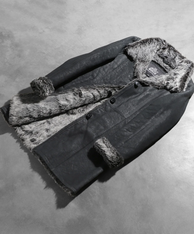 Erica Shearling Black Leather Coat