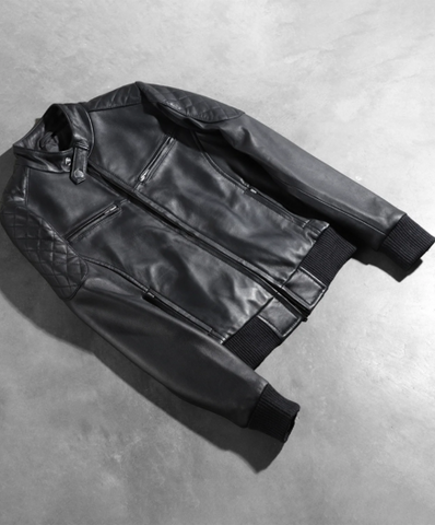 Zenna Black Leather Bomber Jacket