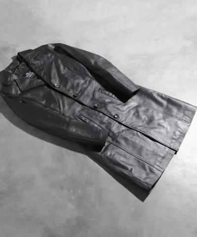 Alexis Black Single Breasted Leather Coat