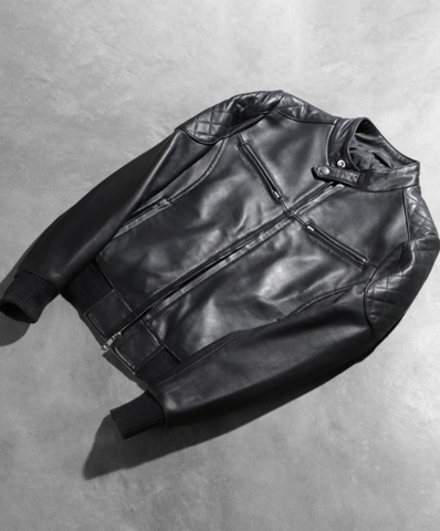 Zenna Black Leather Bomber Jacket