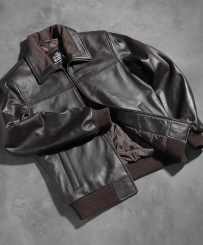 Air Rolf Brown Leather Bomber Jacket