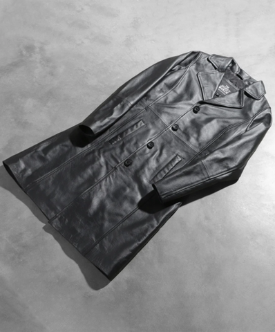 Alexis Black Single Breasted Leather Coat