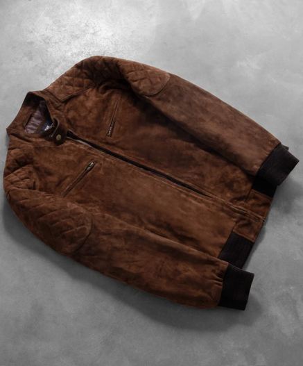 Sven Mocha Suede Bomber Jacket