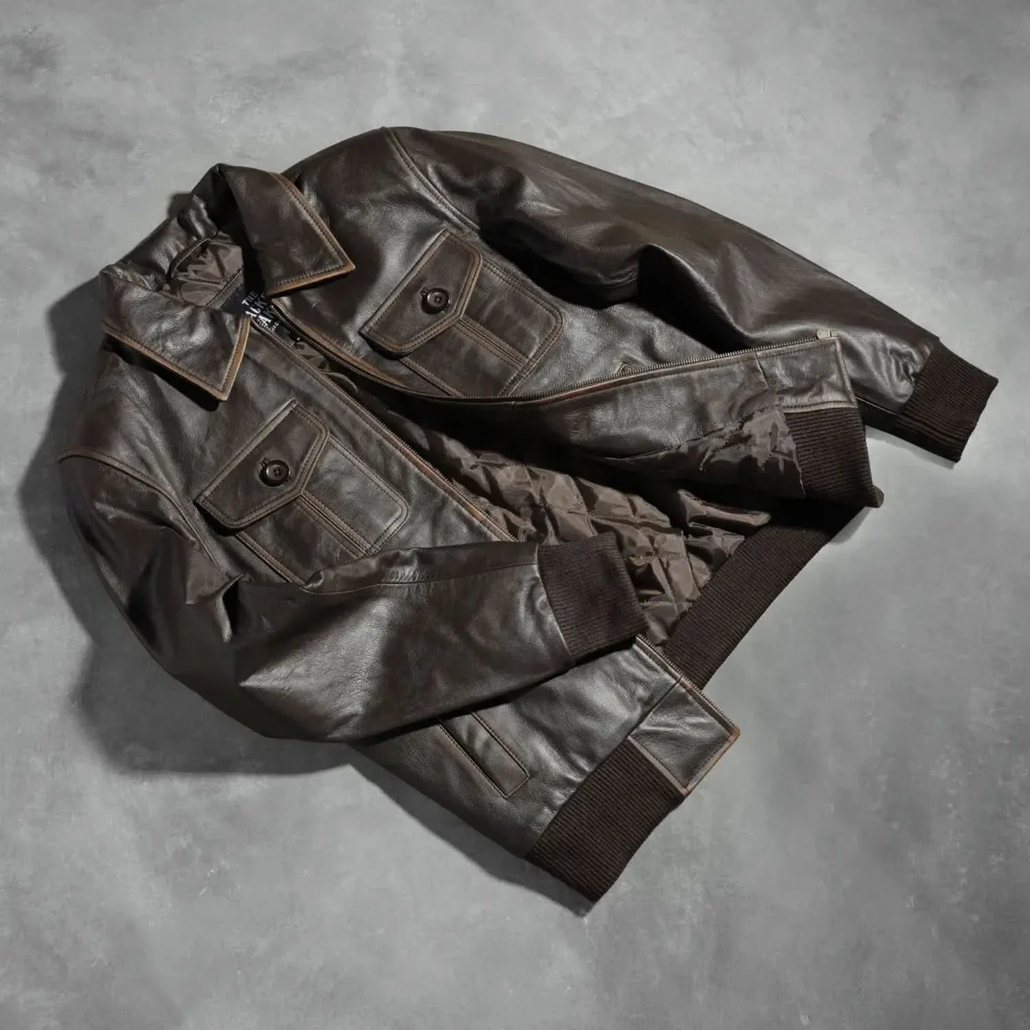 [LC] Aaron Brown Leather Bomber Jacket