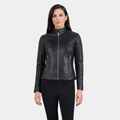 Adalyn Quilted Black Leather Biker Jacket