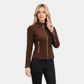 Adalyn Quilted Mocha Suede Biker Jacket