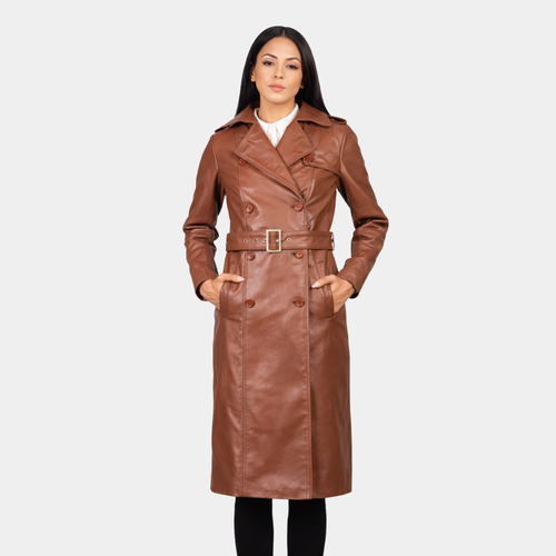Alice Brown Double Breasted Leather Coat